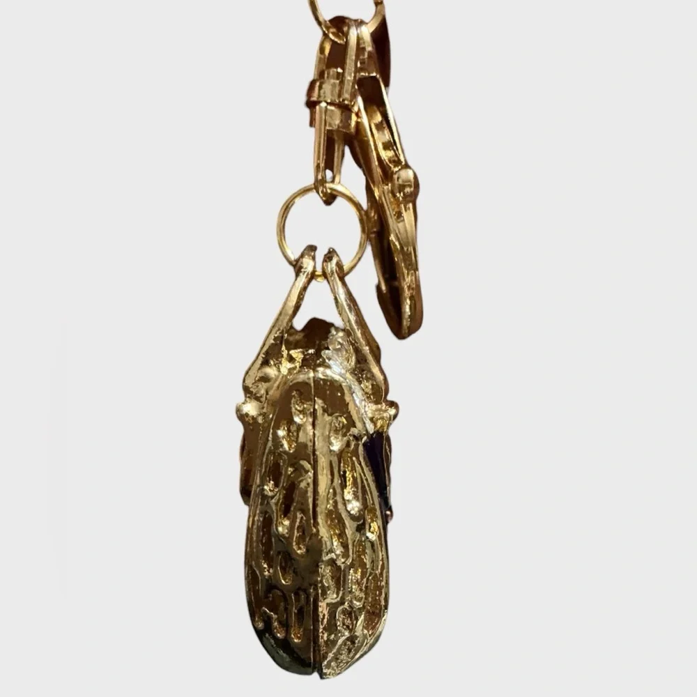 Purple Rhinestone Mini Purse Bag Charm Keychain Gold Tone NWT